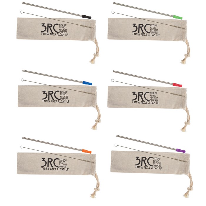 DH52021 Stainless Straw Kit With Cotton POUCH And Custom Imprint